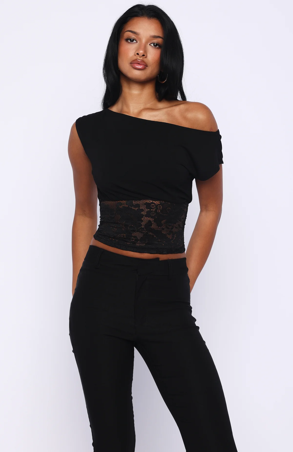 Mesmerised Eyes Off Shoulder Top Black