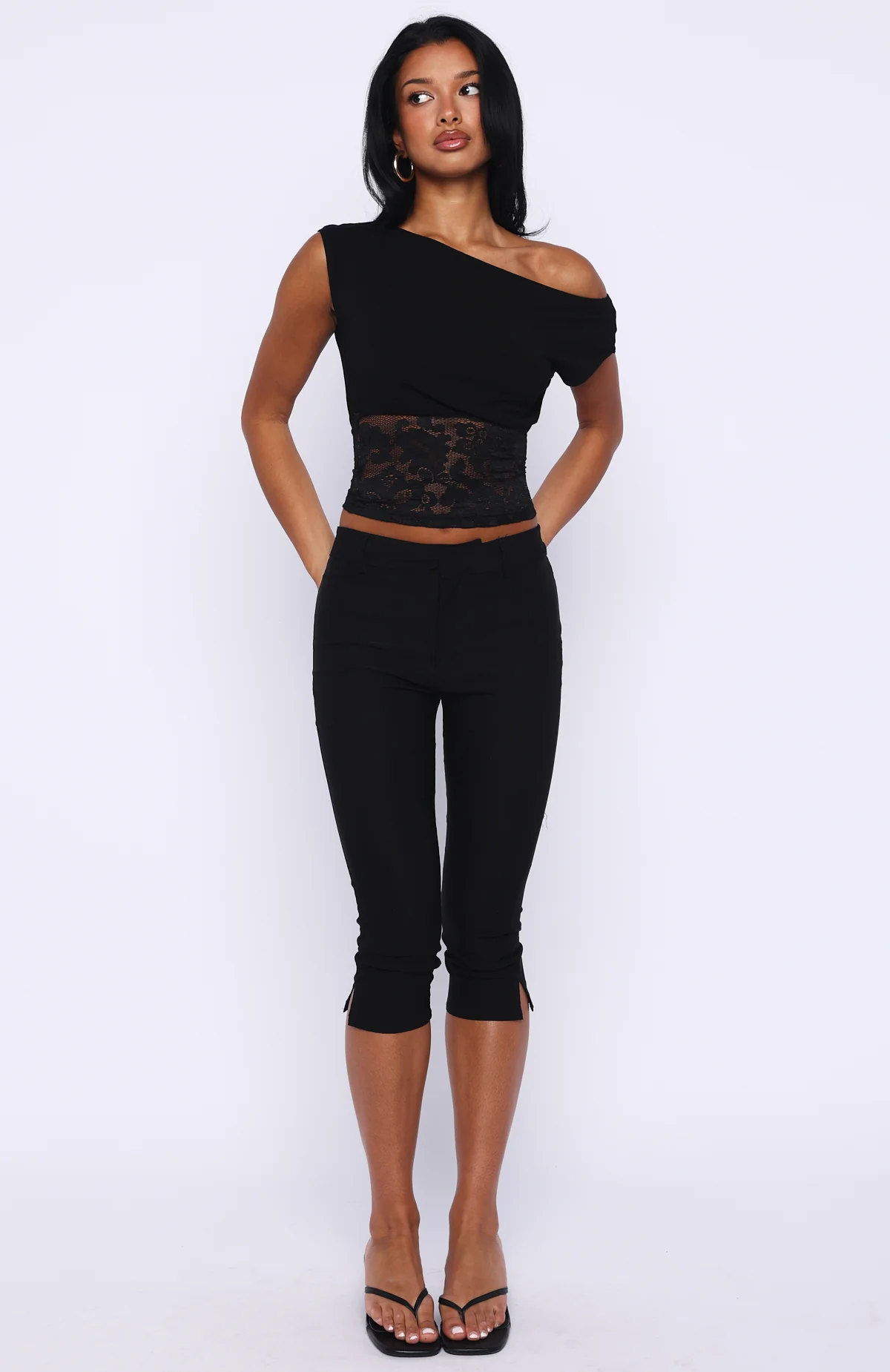 Mesmerised Eyes Off Shoulder Top Black