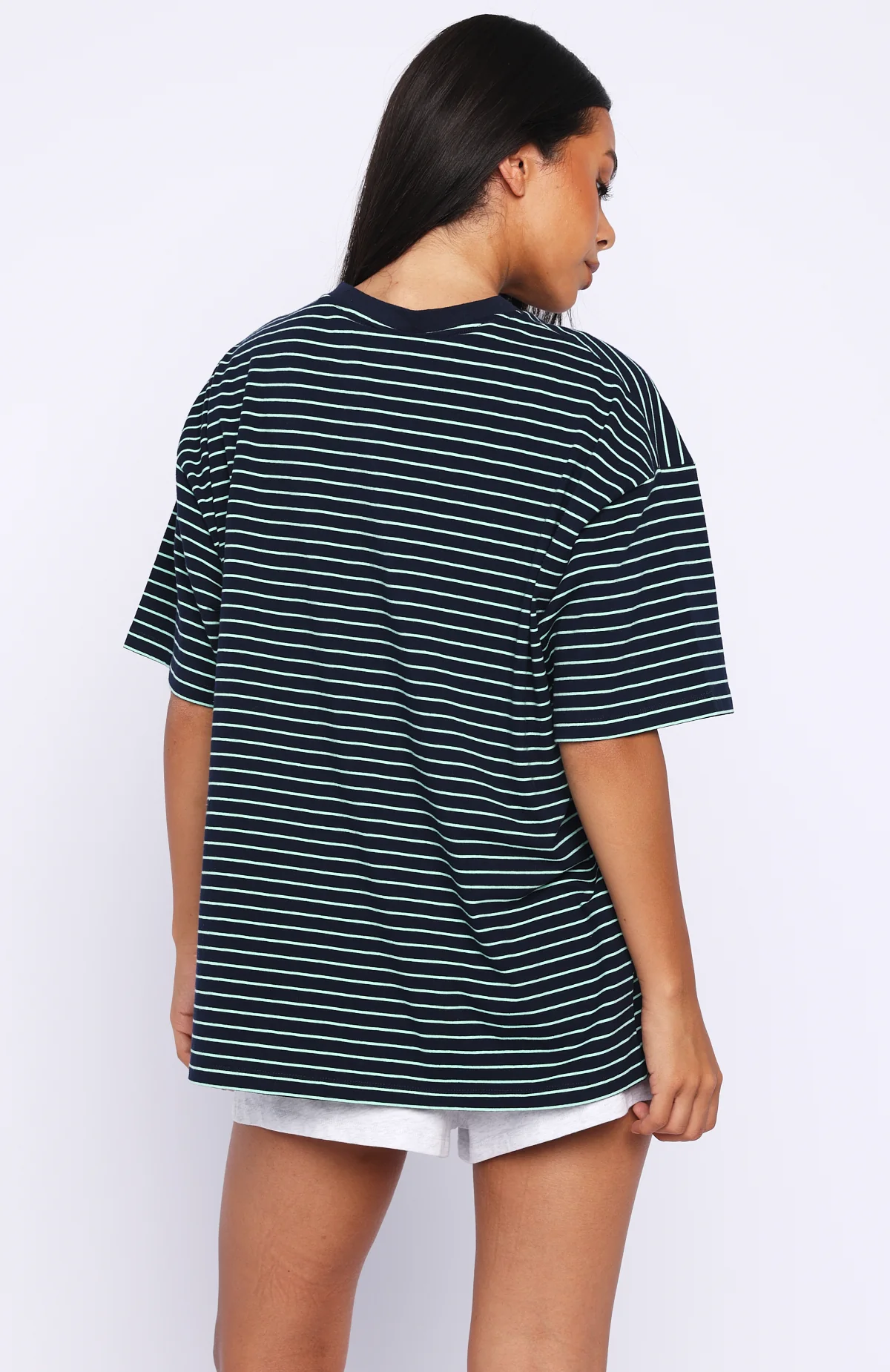 Touchdown Oversized Tee Navy/Mint Stripe
