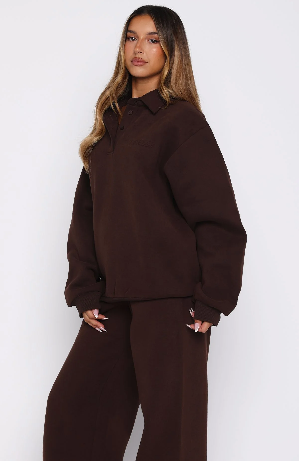 18930-chill-moves-oversized-henley-sweater-chocolate-3.webp Chill Moves Oversized Henley Sweater Chocolate