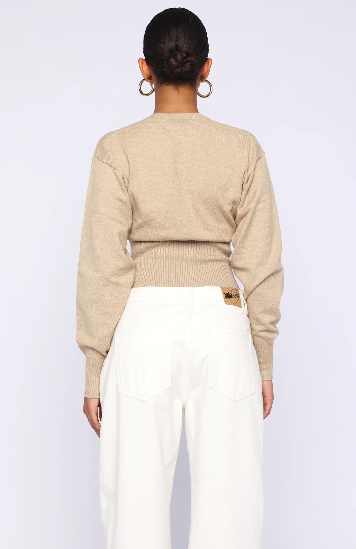 Cindy Cinched Knit Top Beige