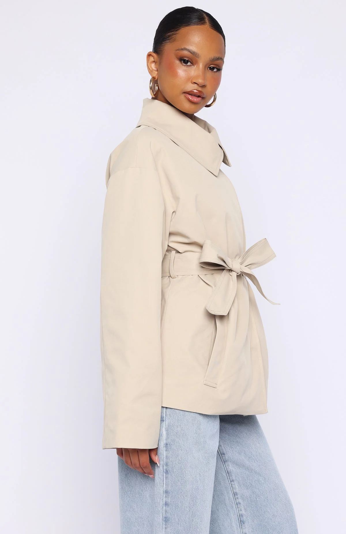 Could Touch Cropped Trench Jacket Sand