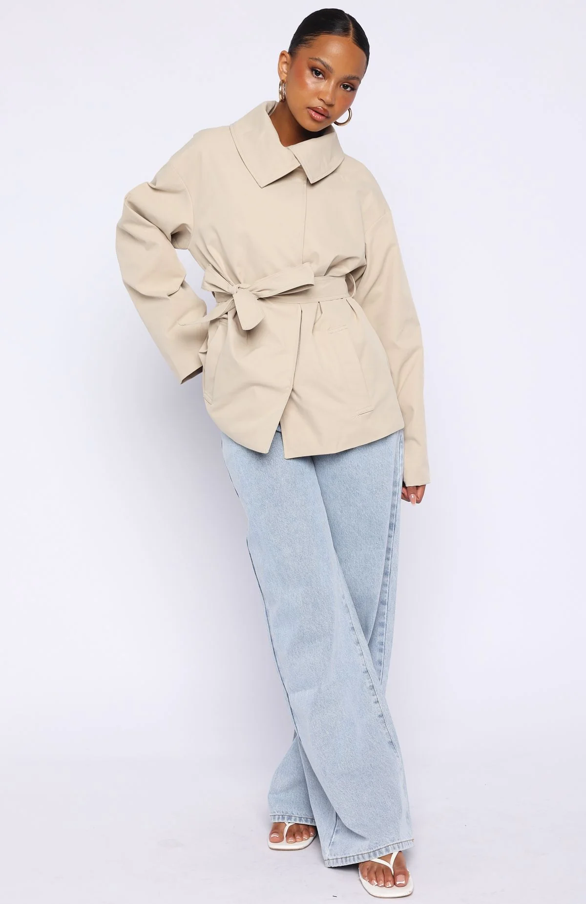 Could Touch Cropped Trench Jacket Sand