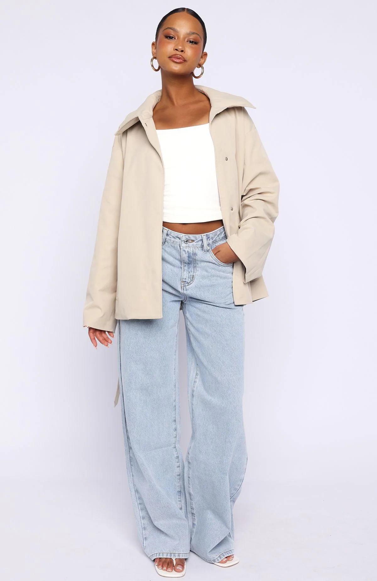 Could Touch Cropped Trench Jacket Sand