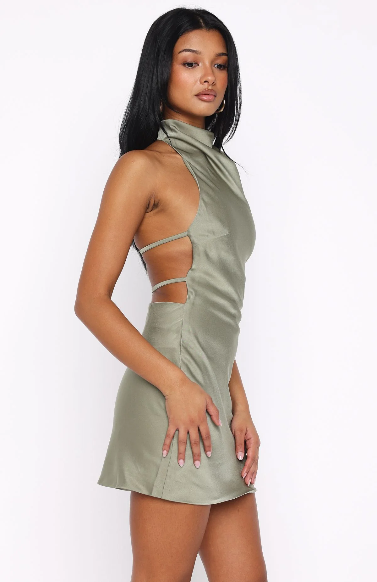 4173-just-small-talk-halter-mini-dress-khaki-4.webp Just Small Talk Halter Mini Dress Khaki