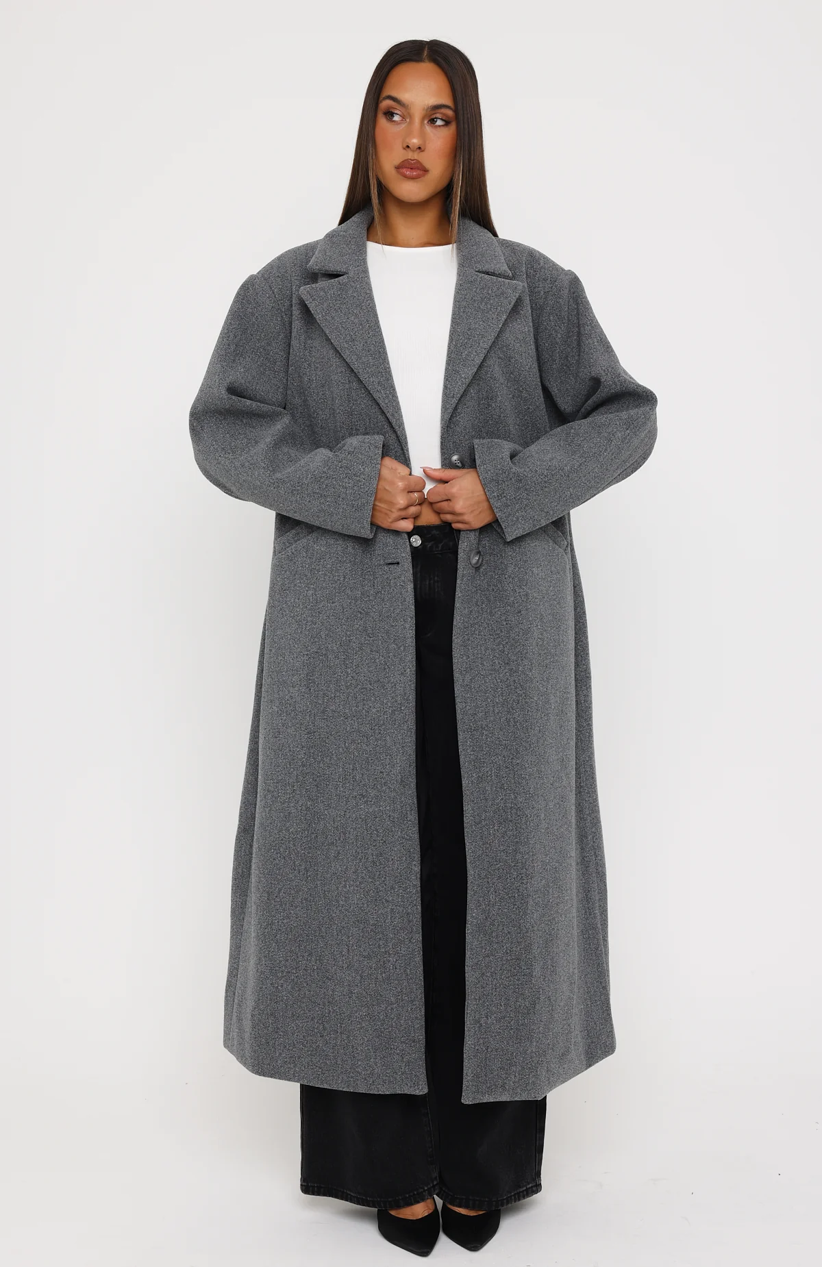 Side Eye Oversized Coat Charcoal