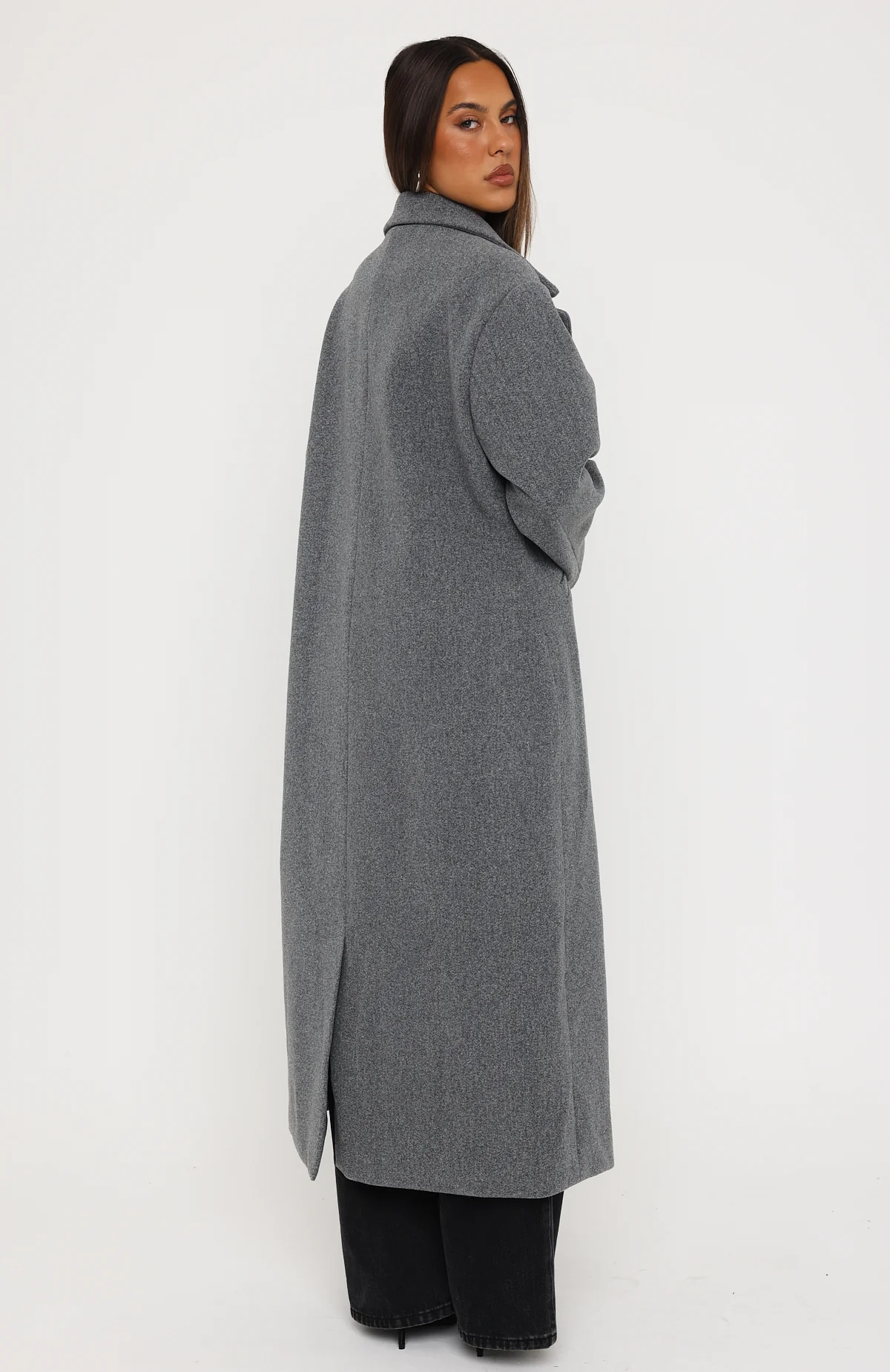Side Eye Oversized Coat Charcoal
