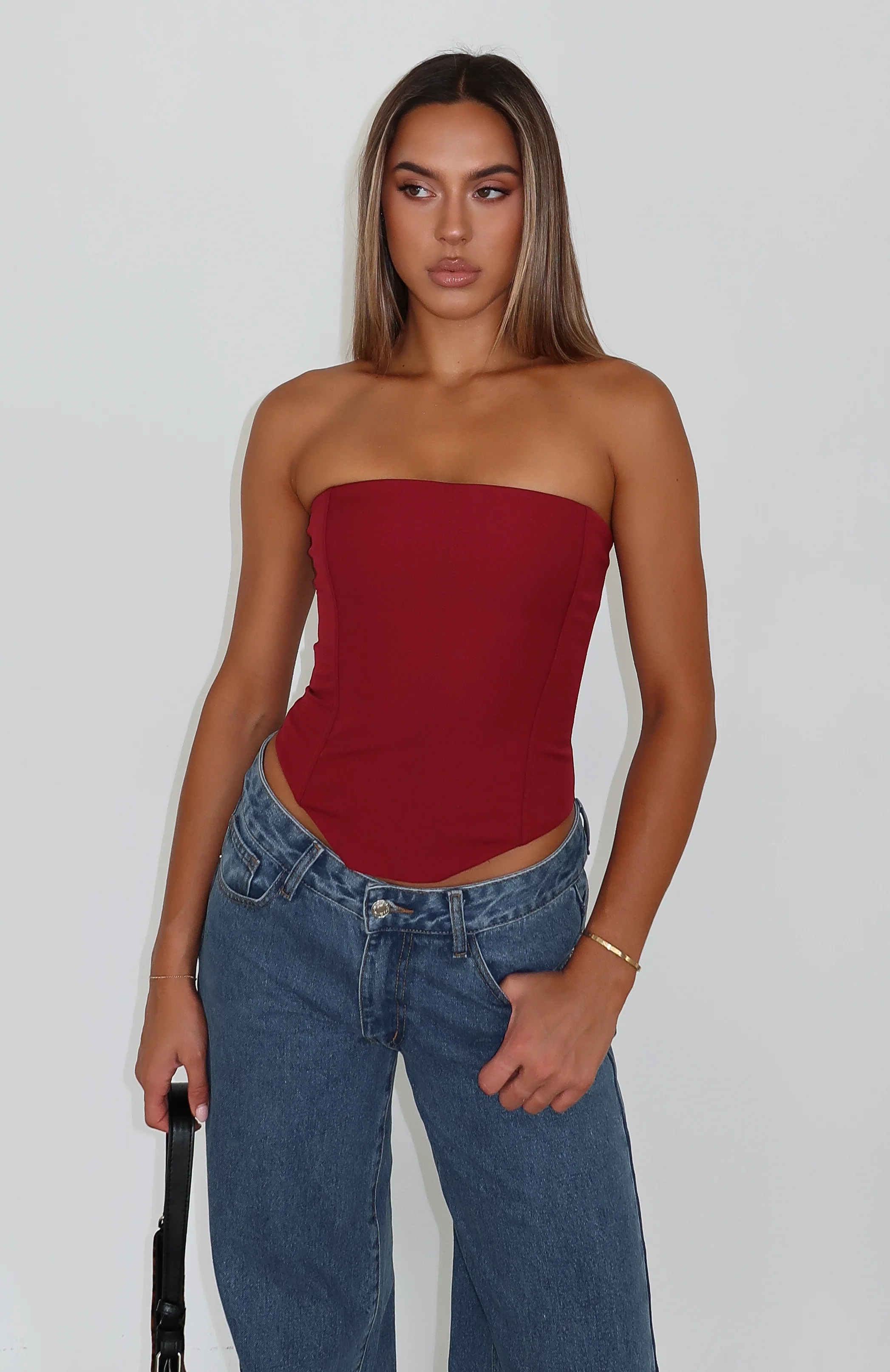 9897-let-it-go-strapless-bustier-wine-1.webp Let It Go Strapless Bustier Wine